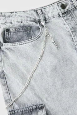 Cheap boohooMAN Jean Chain With Spike silver