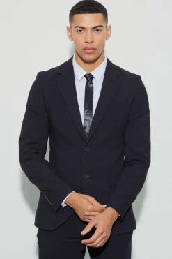 Discount boohooMAN Jersey Skinny Single Breasted Suit Jacket black