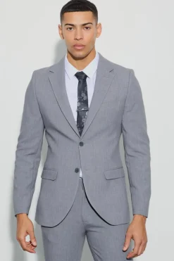 Sale boohooMAN Jersey Skinny Single Breasted Suit Jacket grey