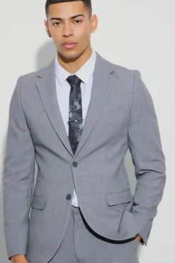 Sale boohooMAN Jersey Skinny Single Breasted Suit Jacket grey