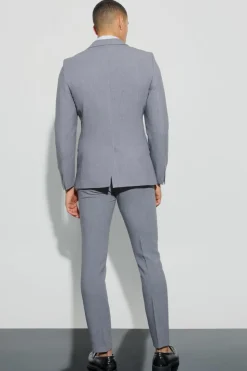 Store boohooMAN Jersey Skinny Suit Trousers grey