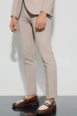 Clearance boohooMAN Jersey Skinny Suit Trousers beige