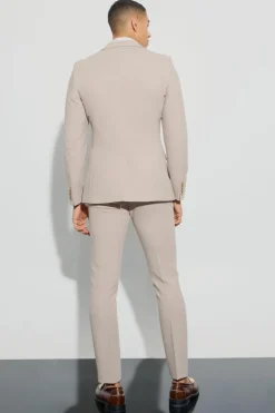 Clearance boohooMAN Jersey Skinny Suit Trousers beige