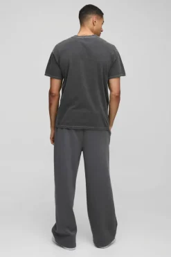 New boohooMAN Johnny Cash Western License Washed T-Shirt charcoal