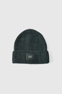 Hot boohooMAN Knitted PU Plaque Beanie grey