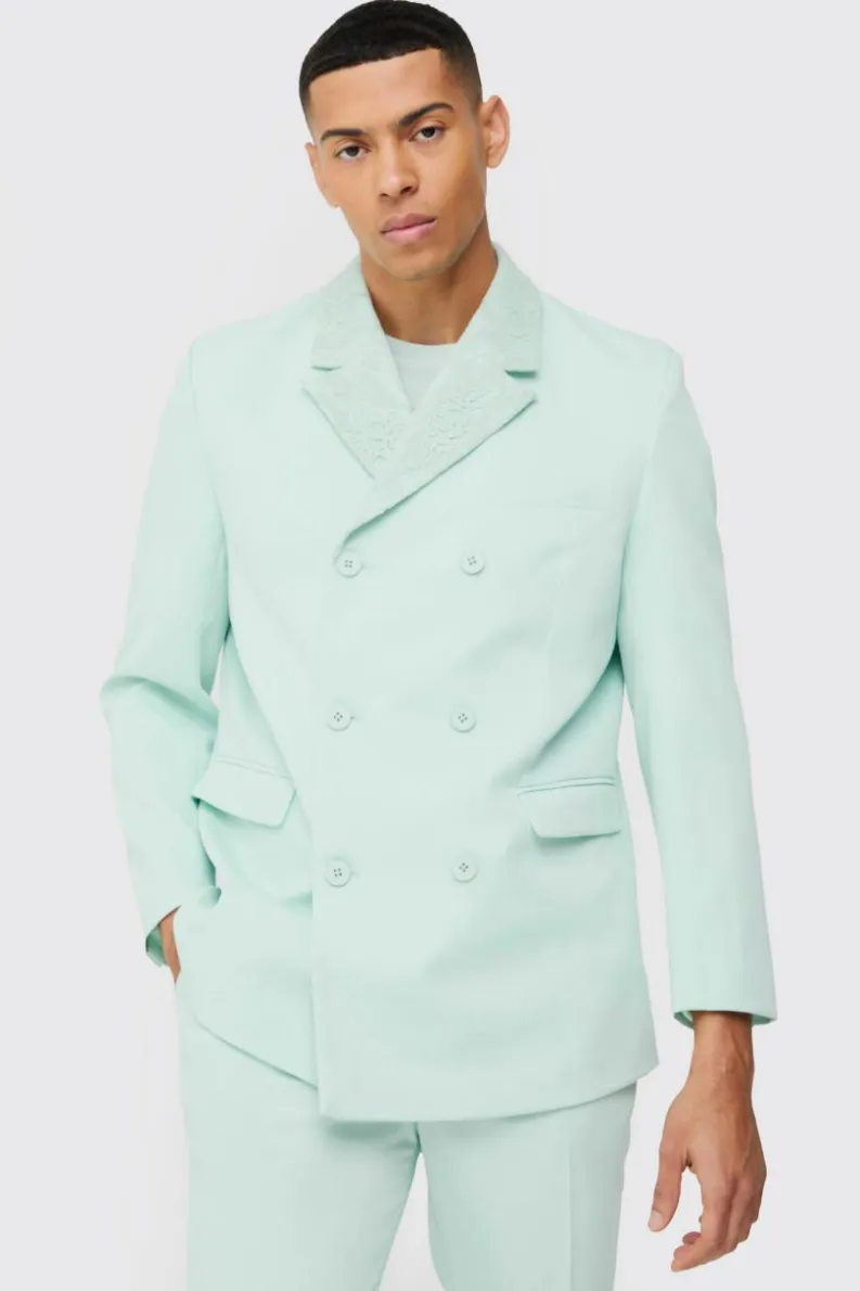 Best boohoo Lace Detail Double Breasted Suit sage