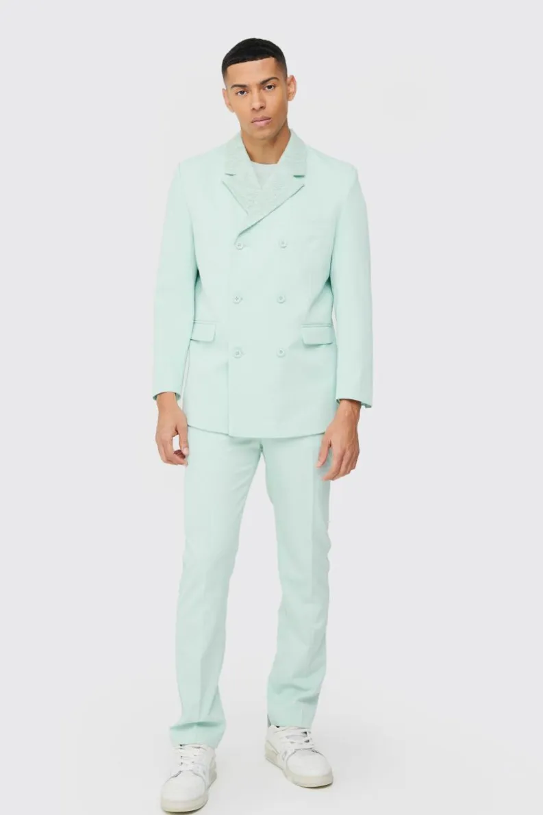 Best boohoo Lace Detail Double Breasted Suit sage