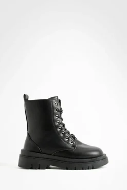 Best Sale boohoo Lace Up Hiker Boots black