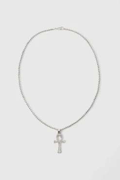 Fashion boohooMAN Large Cross Necklace silver