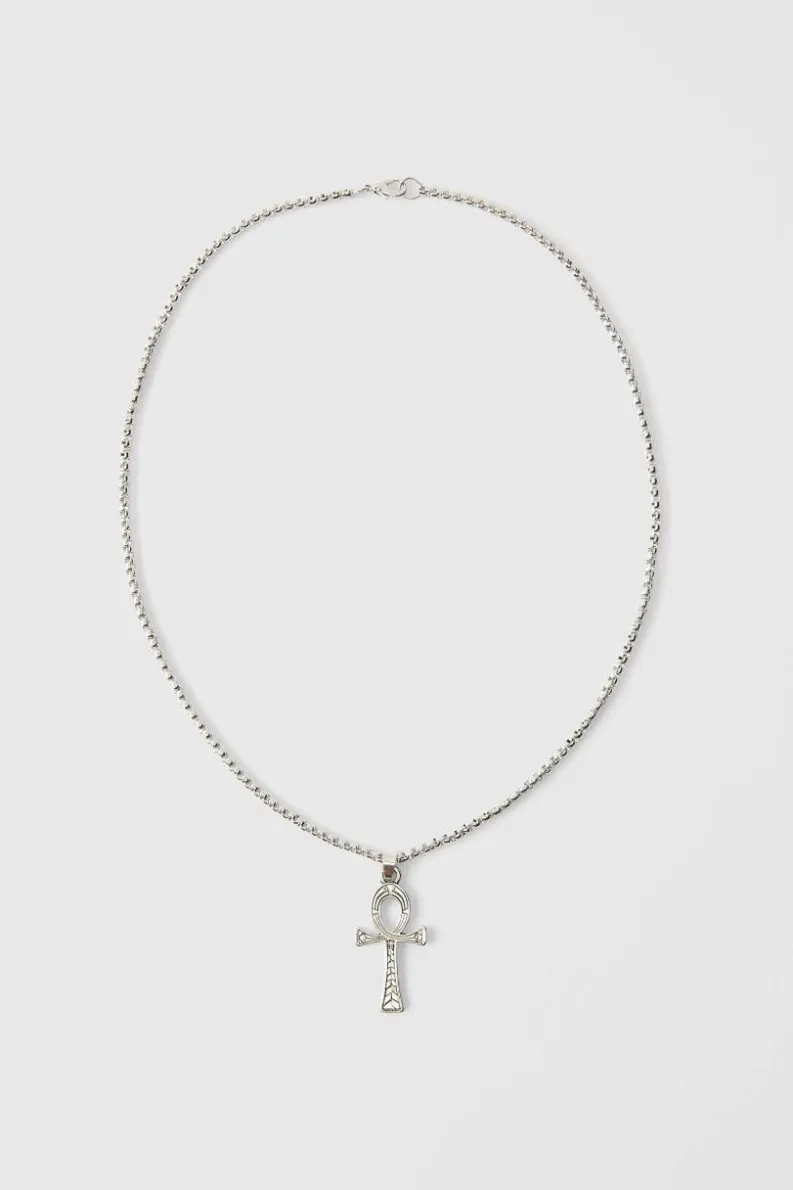 Fashion boohooMAN Large Cross Necklace silver