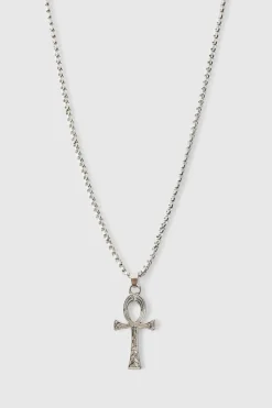 Fashion boohooMAN Large Cross Necklace silver