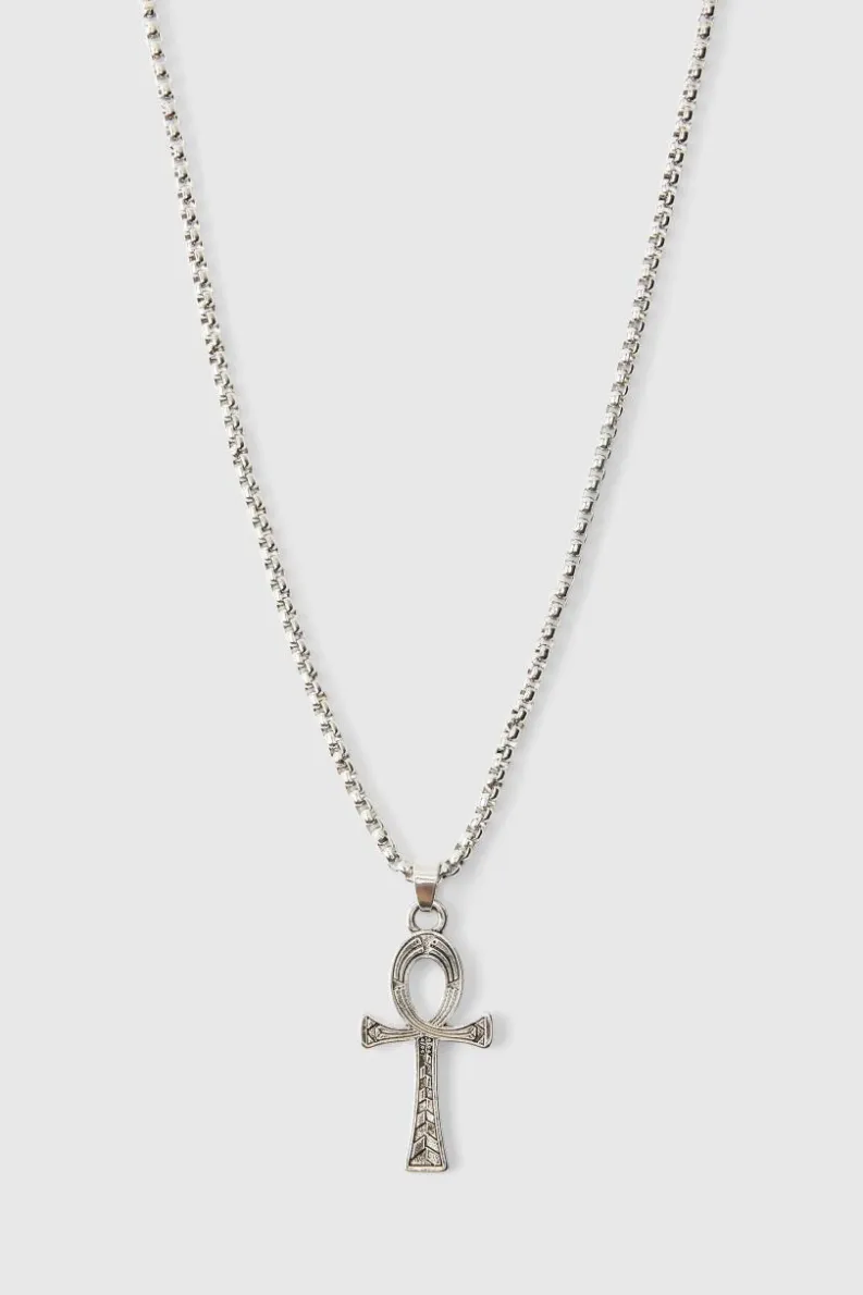 Fashion boohooMAN Large Cross Necklace silver