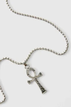 Fashion boohooMAN Large Cross Necklace silver