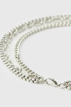 Outlet boohooMAN Layered Cross Necklace silver