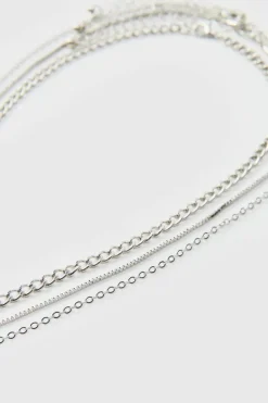 Online boohooMAN Layered Lightning Bolt Necklace In silver