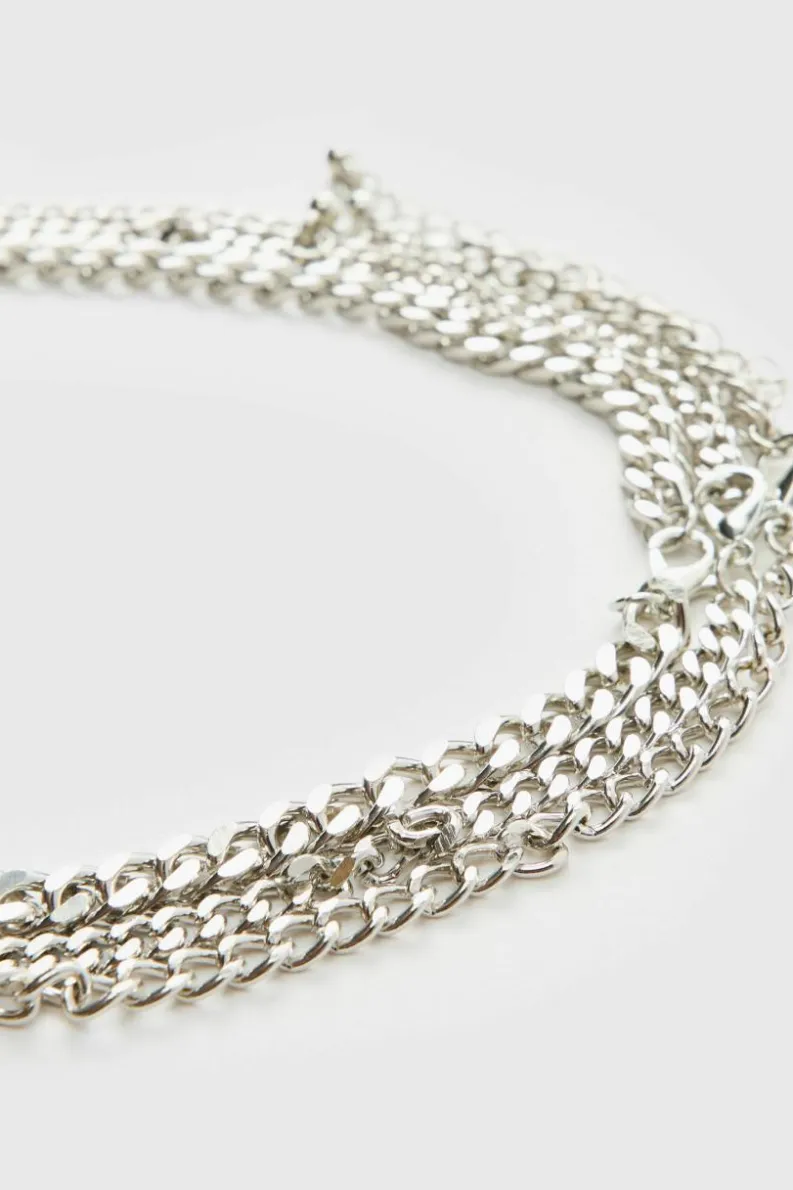 Shop boohooMAN Layered Necklace In silver