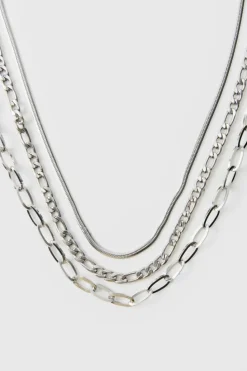 Best Sale boohooMAN Layered Necklace In silver