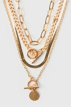 Best Sale boohooMAN Layered Pendant Necklace In gold