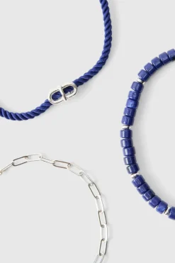 Cheap boohooMAN Layered Rope Bracelet silver