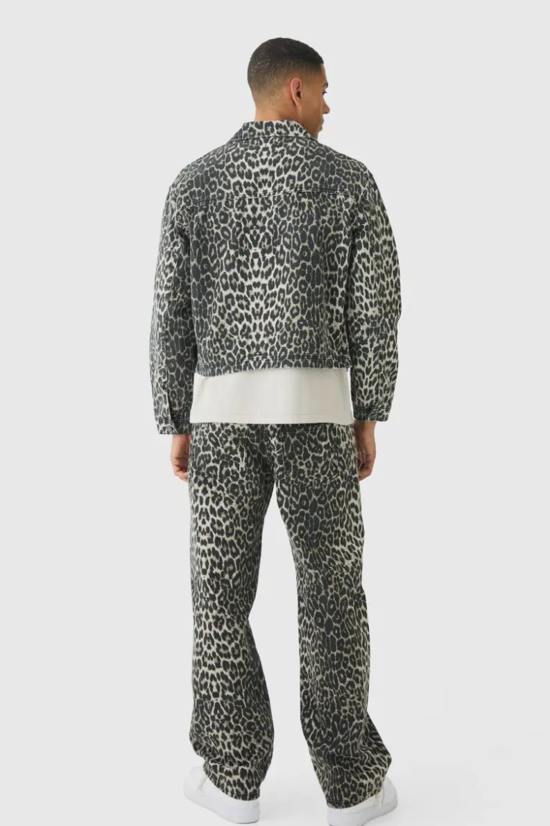 Outlet boohoo Leopard Denim Set brown