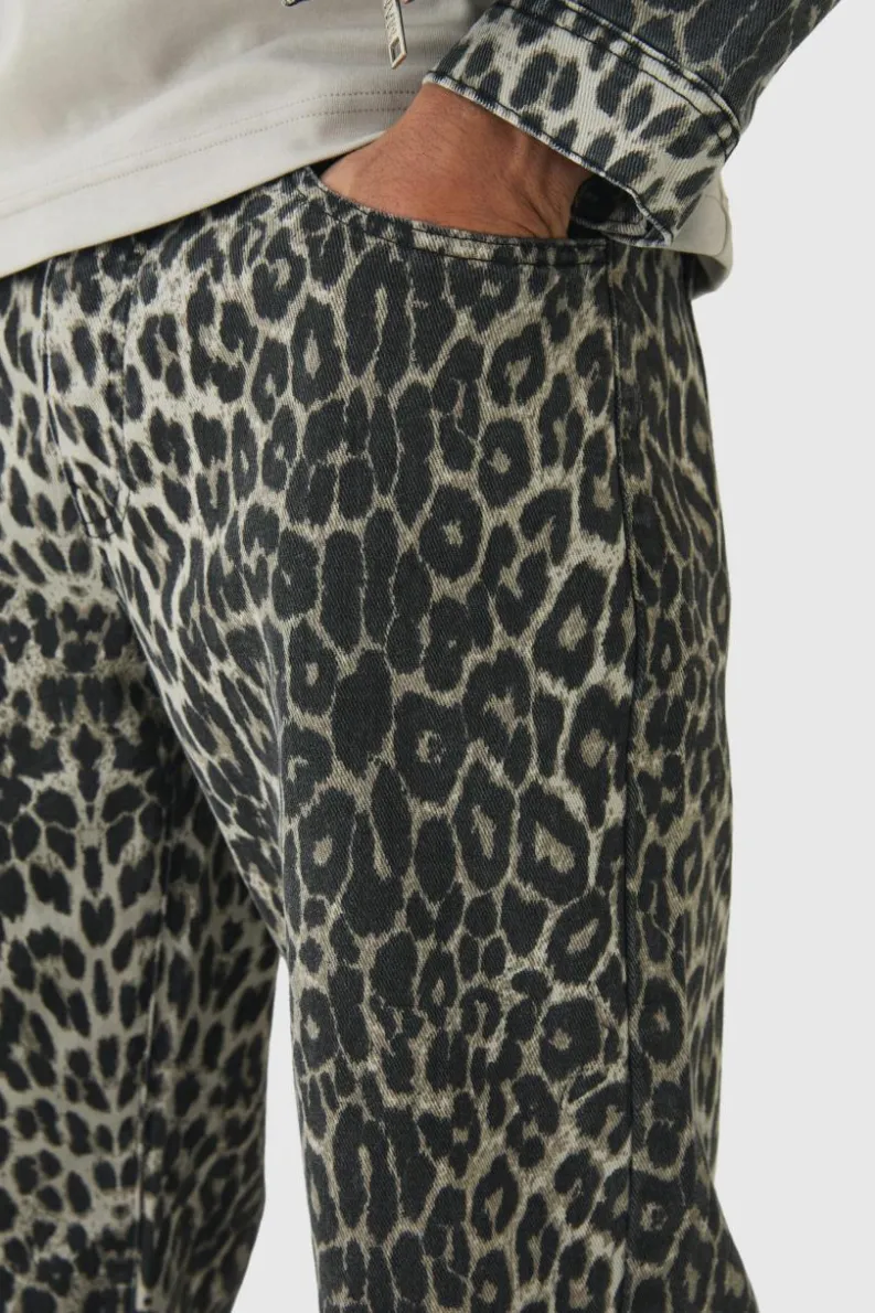Outlet boohoo Leopard Denim Set brown