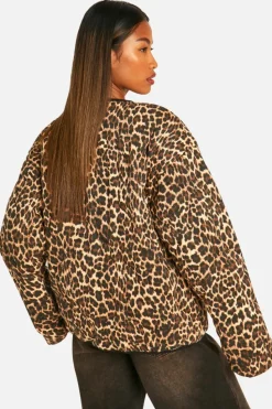 Outlet boohoo Tie Detail Padded Jacket leopard