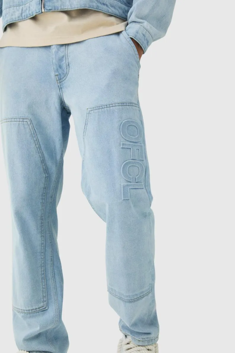 Online boohoo Moto Embossed Set light blue
