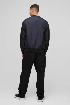 Outlet boohooMAN Lightweight Bomber Jacket in black