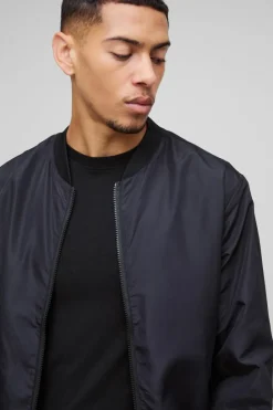 Outlet boohooMAN Lightweight Bomber Jacket in black