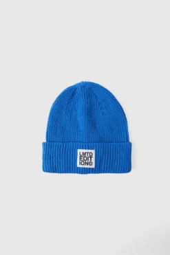 Best Sale boohooMAN Limited Edition Ribbed Micro Beanie cobalt