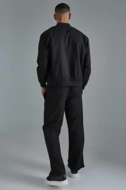 Discount boohoo Linen Blend Mix & Match Suit Set in black