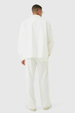 Best boohooMAN Linen Mix Relaxed Harrington Jacket natural