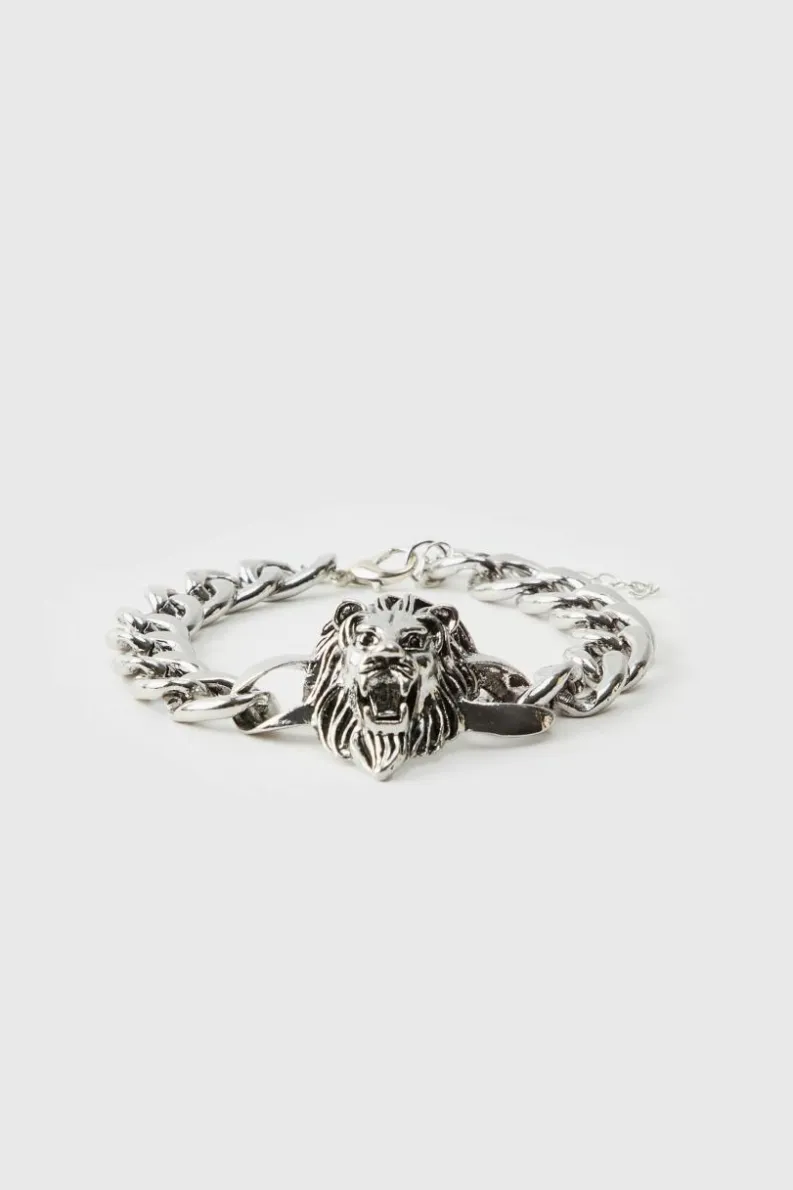 Store boohooMAN Lion Hardware Bracelet silver