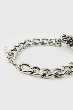 Store boohooMAN Lion Hardware Bracelet silver
