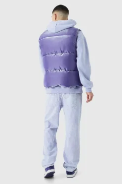 Outlet boohooMAN Liquid Metallic Nylon Padded Gilet purple