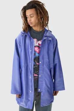 Fashion boohooMAN Liquid Metallic Parka blue