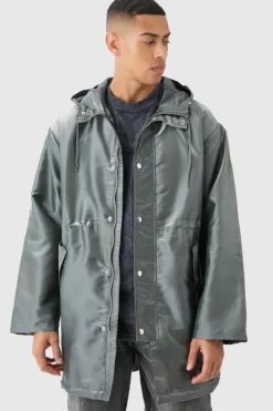 New boohooMAN Liquid Metallic Parka silver
