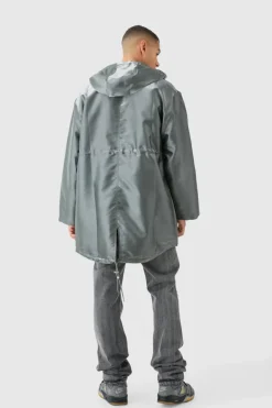 New boohooMAN Liquid Metallic Parka silver