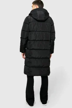Store boohooMAN Longline Duvet Puffer in black