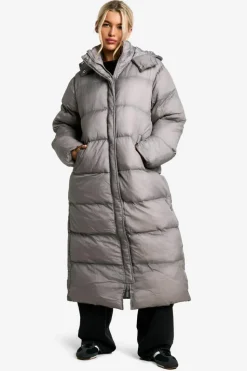 Best boohoo Longline Hooded Puffer charcoal