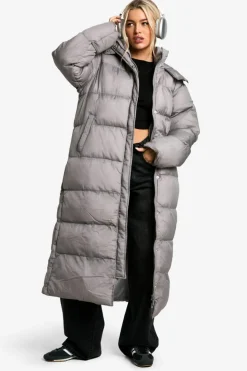 Best boohoo Longline Hooded Puffer charcoal