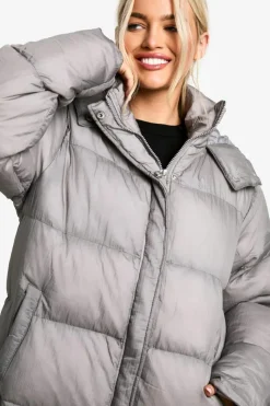 Best boohoo Longline Hooded Puffer charcoal