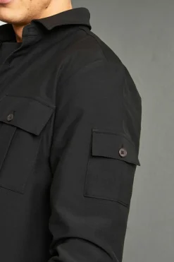 Best boohooMAN Long Sleeve Lightweight Oversized Overshirt black