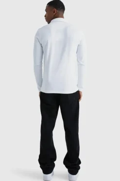 Online boohooMAN Long Sleeve Stretch Fit Jersey Shirt white