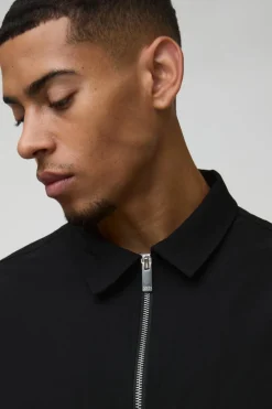 Hot boohooMAN Long Sleeve Stretch Fit Shacket black