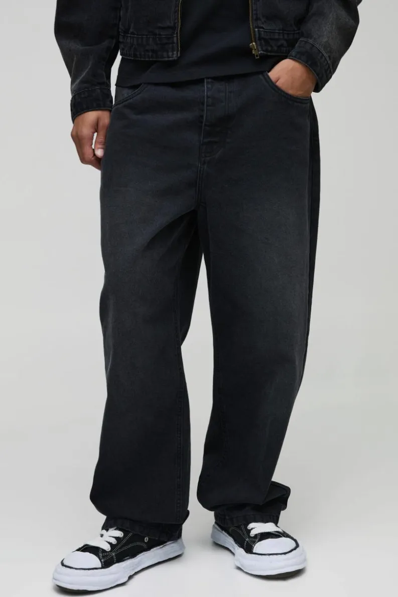 Best boohooMAN Loose Baggy Rigid Jeans washed black