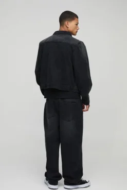 Best boohooMAN Loose Baggy Rigid Jeans washed black