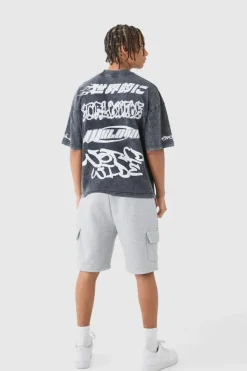 Outlet boohooMAN Loose Fit Cargo Short grey marl