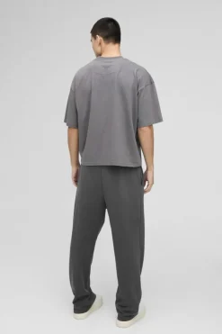 Best Sale boohooMAN Loose Fit Drop Crotch Loopback Jogger charcoal
