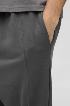 Best Sale boohooMAN Loose Fit Drop Crotch Loopback Jogger charcoal